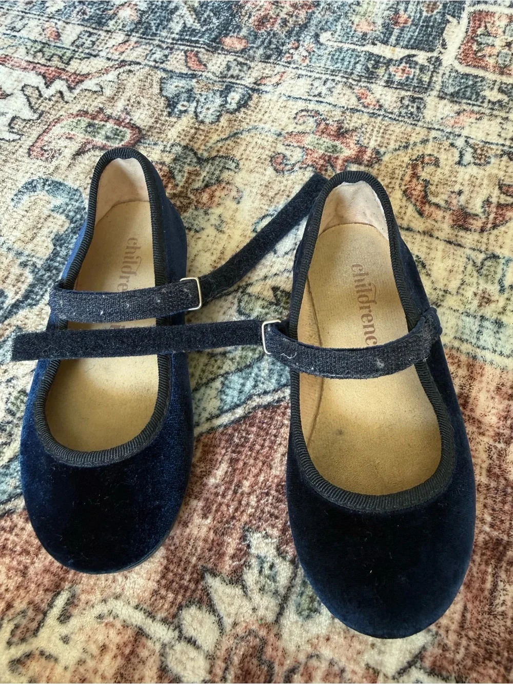 Girls Velvet Mary Jane Shoes in Navy - Classic Dress Style